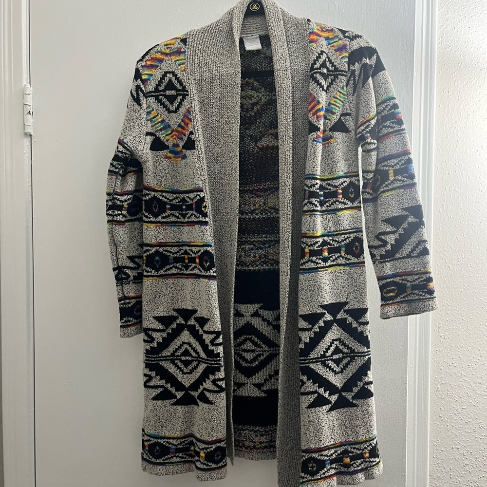 Tribal Patterned Open Cardigan